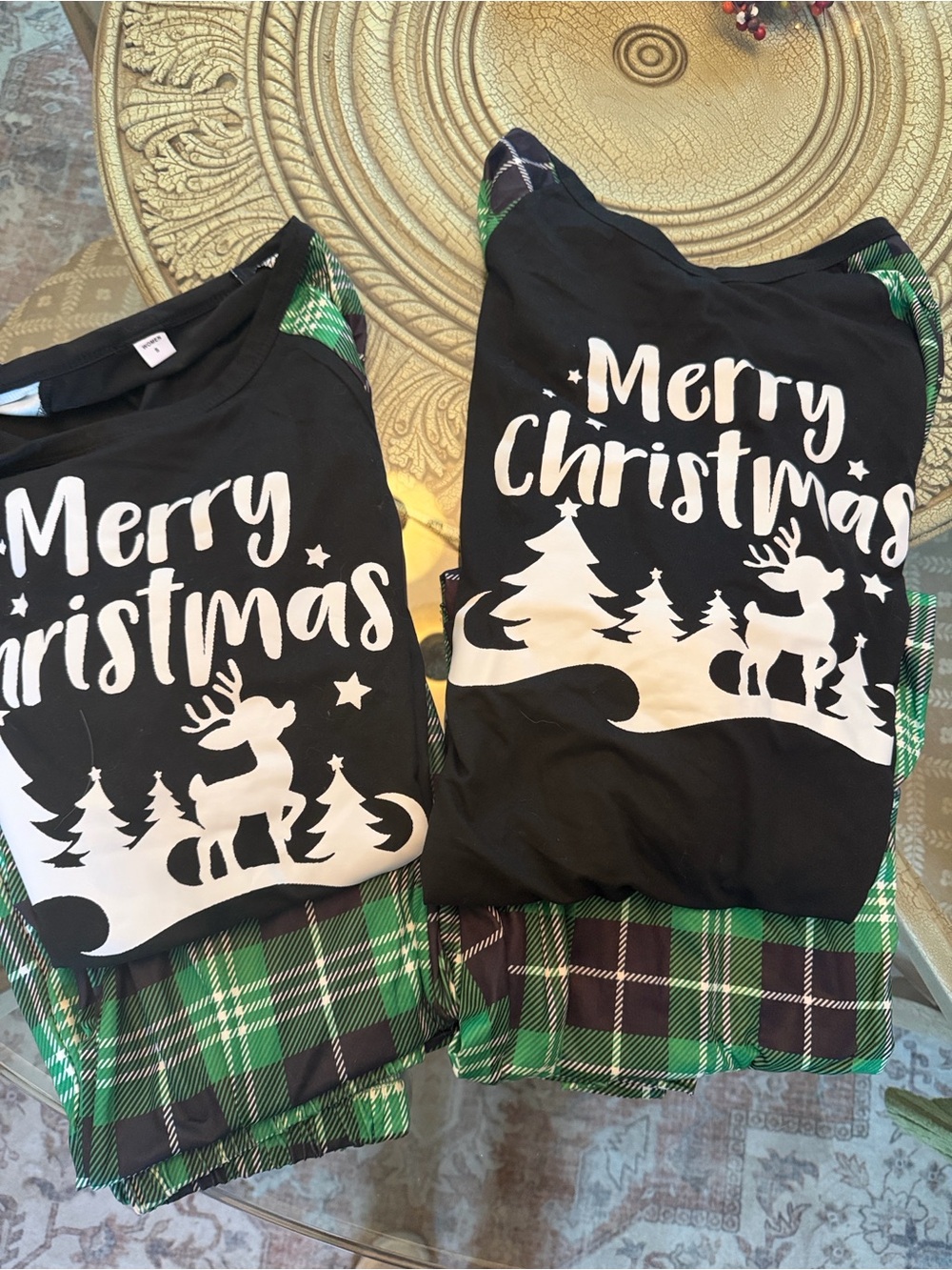 Black & Green Merry Christmas Pajama Set